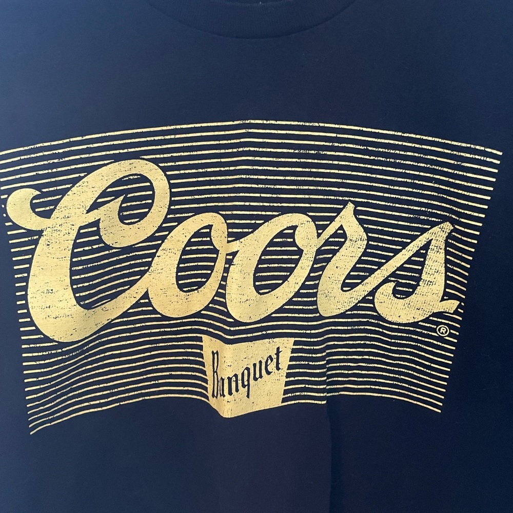 Vintage Inspired Coors Banquet Crop Top Tee – Black & Yellow - Picture 3 of 4
